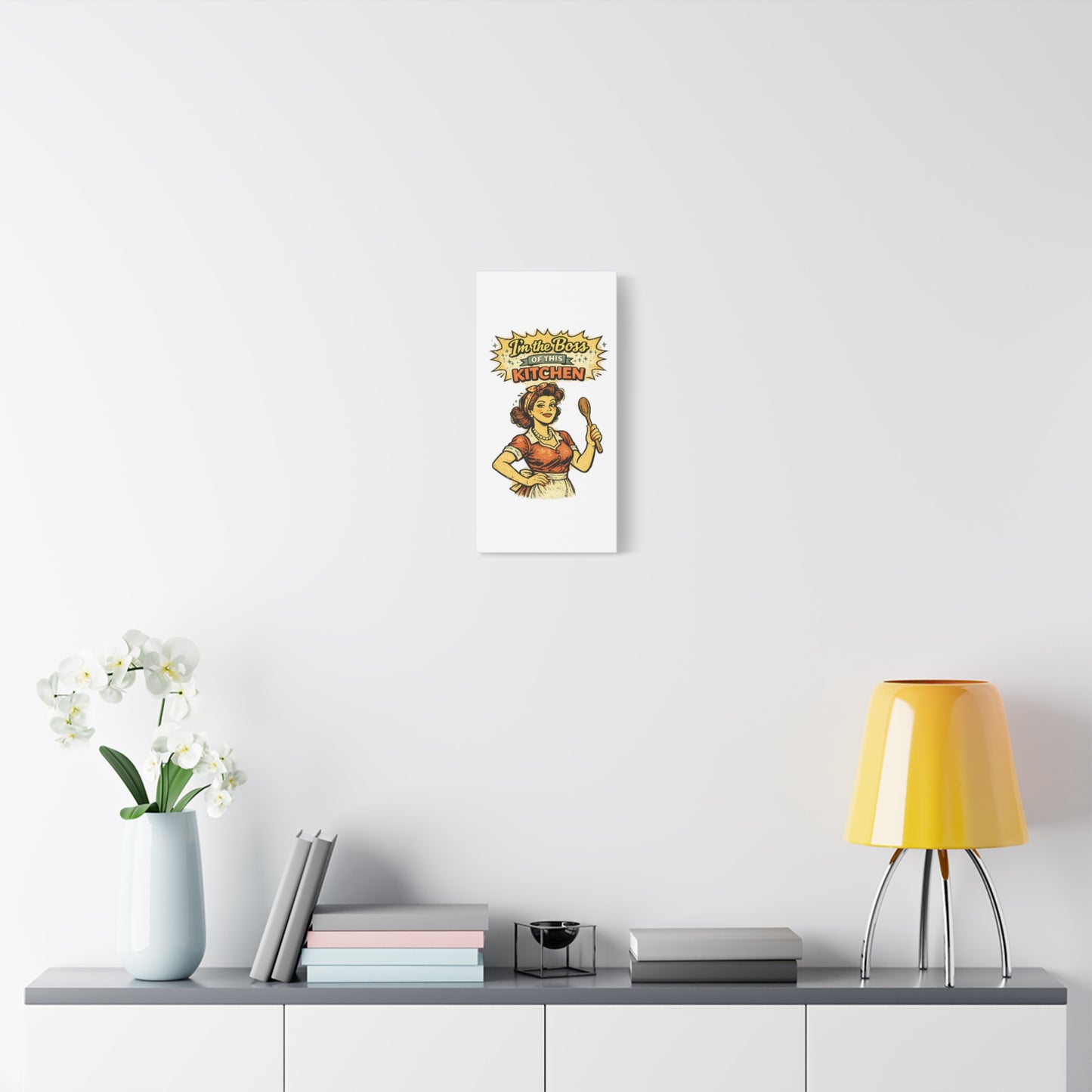 Funny Retro Kitchen Canvas Wall Art | "I'm the Boss of This Kitchen" Vintage 1950s Decor