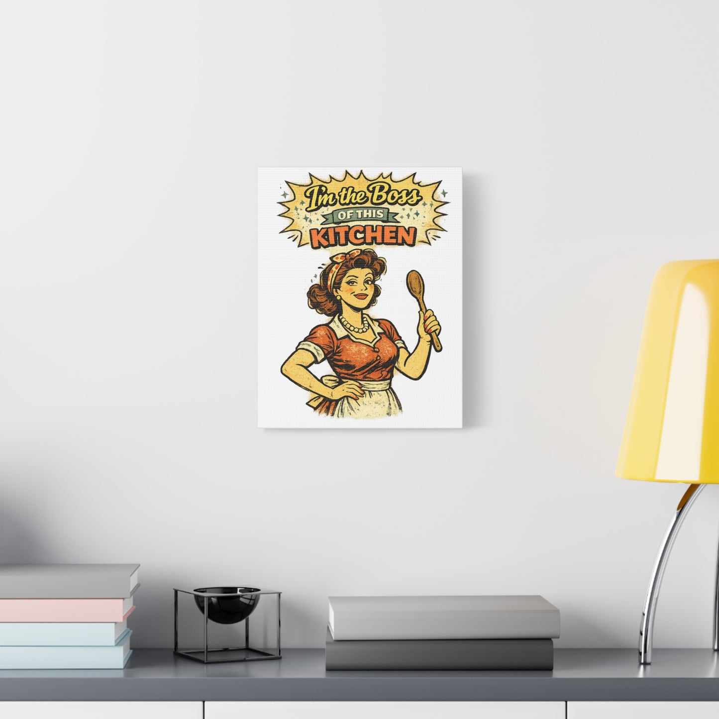 Funny Retro Kitchen Canvas Wall Art | "I'm the Boss of This Kitchen" Vintage 1950s Decor
