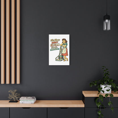 Funny Retro Laundry Room Canvas Wall Art | "This House Doesn't Clean Itself... Unfortunately" Vintage Decor
