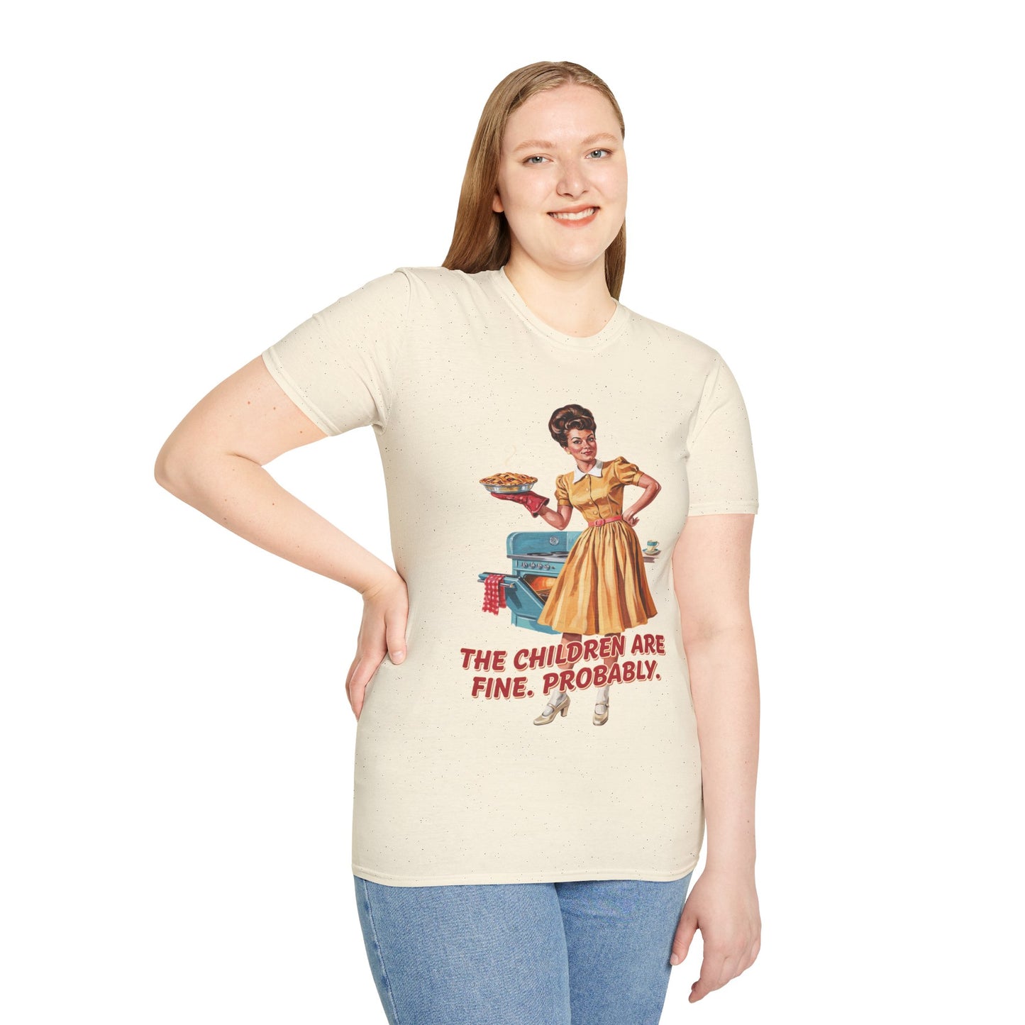 Funny Retro Mom T-Shirt | "The Children Are Fine, Probably" Vintage Housewife Graphic Tee