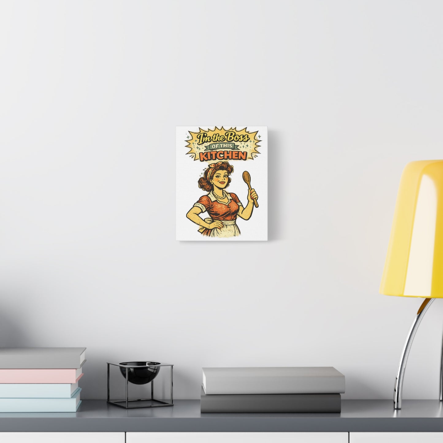 Funny Retro Kitchen Canvas Wall Art | "I'm the Boss of This Kitchen" Vintage 1950s Decor