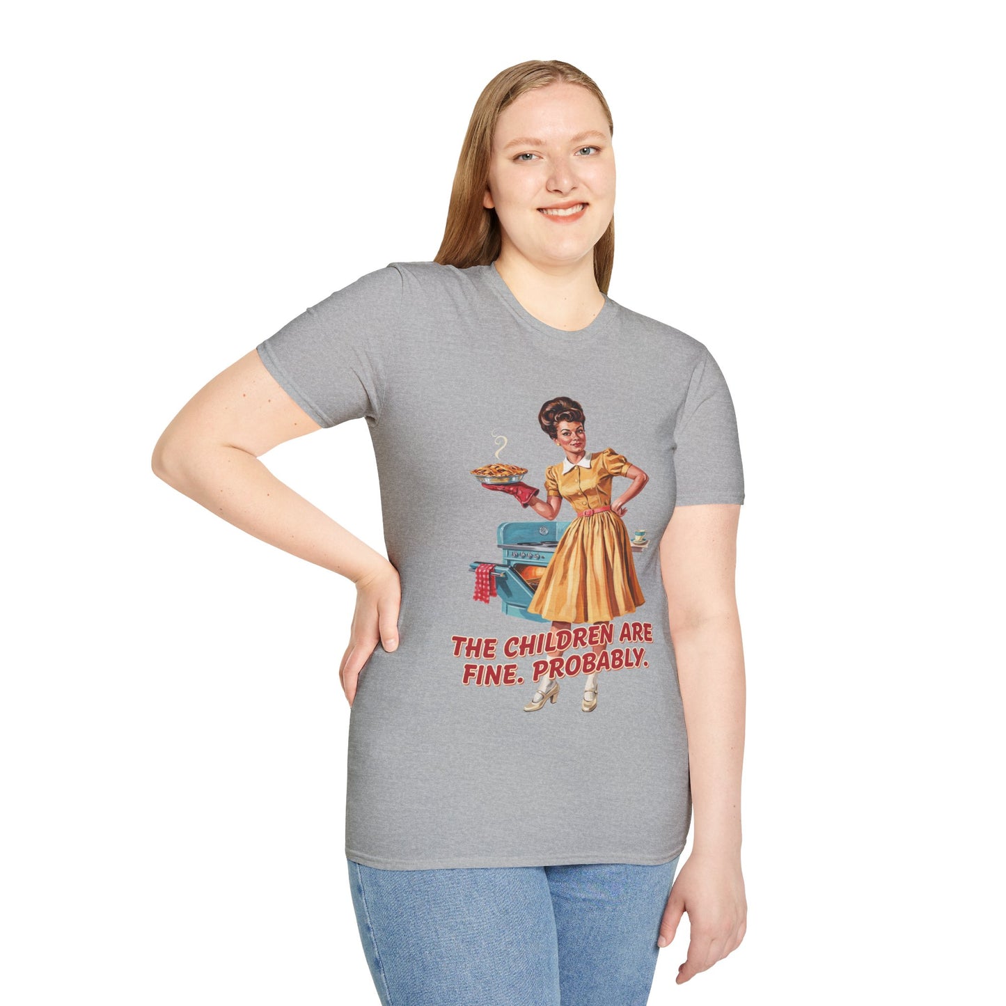 Funny Retro Mom T-Shirt | "The Children Are Fine, Probably" Vintage Housewife Graphic Tee