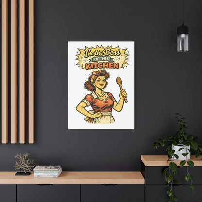 Funny Retro Kitchen Canvas Wall Art | "I'm the Boss of This Kitchen" Vintage 1950s Decor