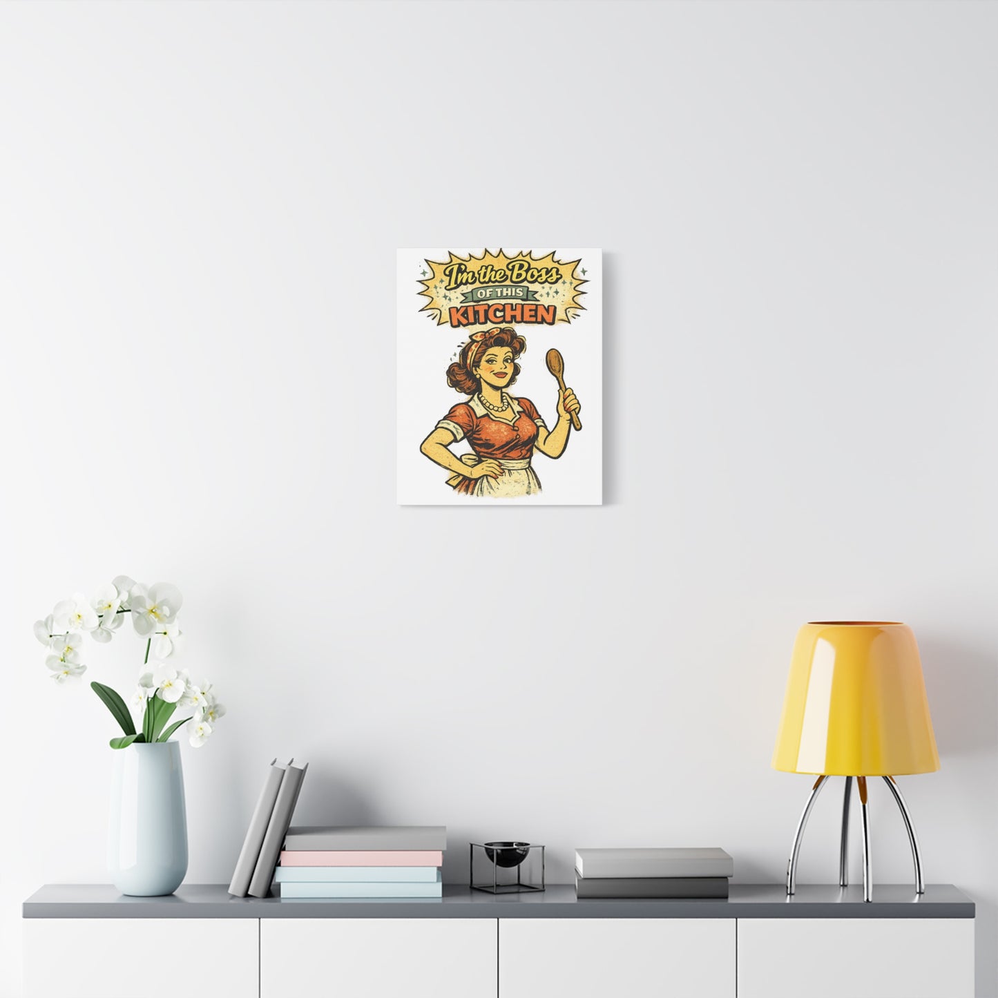 Funny Retro Kitchen Canvas Wall Art | "I'm the Boss of This Kitchen" Vintage 1950s Decor