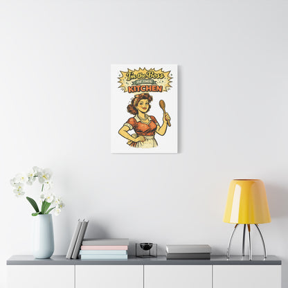 Funny Retro Kitchen Canvas Wall Art | "I'm the Boss of This Kitchen" Vintage 1950s Decor