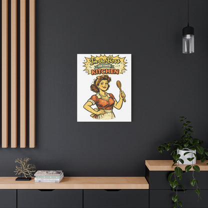 Funny Retro Kitchen Canvas Wall Art | "I'm the Boss of This Kitchen" Vintage 1950s Decor