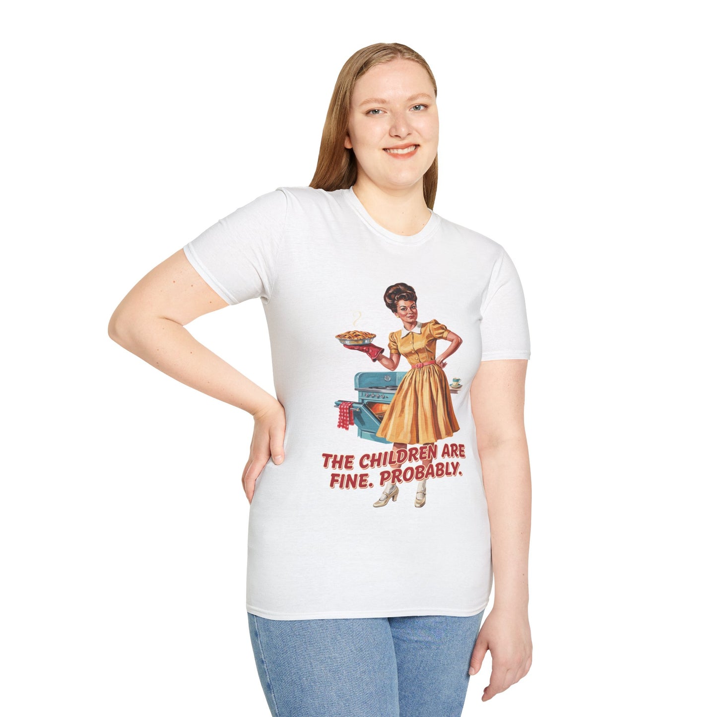 Funny Retro Mom T-Shirt | "The Children Are Fine, Probably" Vintage Housewife Graphic Tee