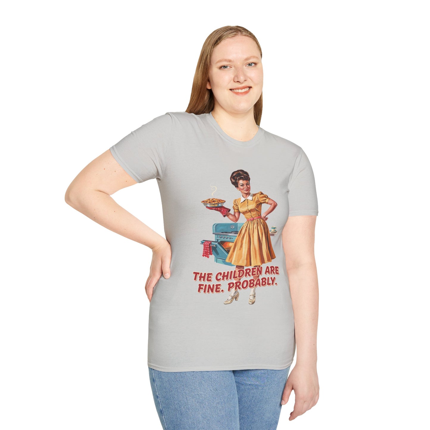 Funny Retro Mom T-Shirt | "The Children Are Fine, Probably" Vintage Housewife Graphic Tee