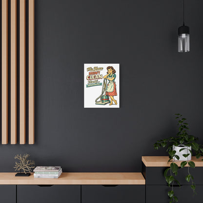 Funny Retro Laundry Room Canvas Wall Art | "This House Doesn't Clean Itself... Unfortunately" Vintage Decor