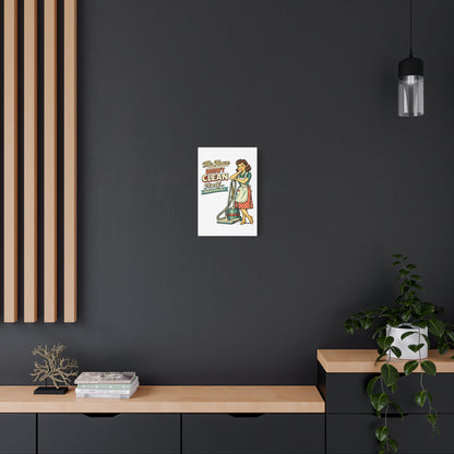 Funny Retro Laundry Room Canvas Wall Art | "This House Doesn't Clean Itself... Unfortunately" Vintage Decor