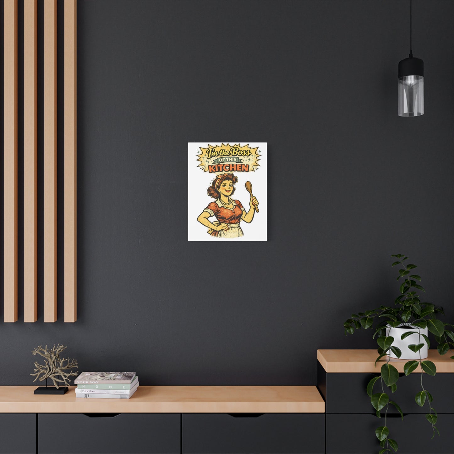 Funny Retro Kitchen Canvas Wall Art | "I'm the Boss of This Kitchen" Vintage 1950s Decor