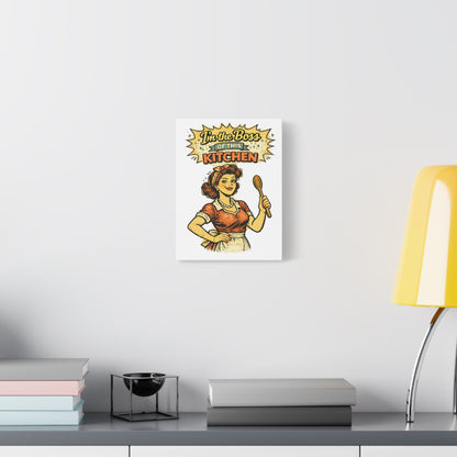 Funny Retro Kitchen Canvas Wall Art | "I'm the Boss of This Kitchen" Vintage 1950s Decor