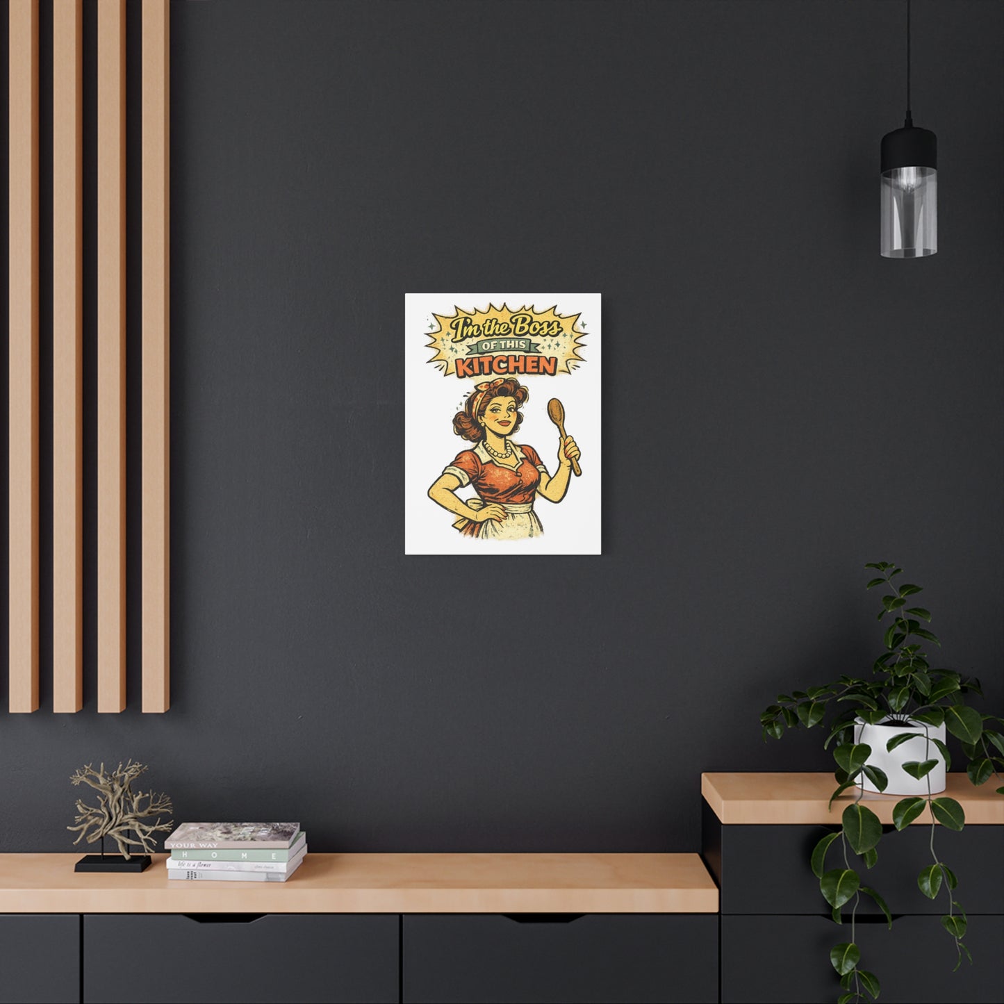 Funny Retro Kitchen Canvas Wall Art | "I'm the Boss of This Kitchen" Vintage 1950s Decor